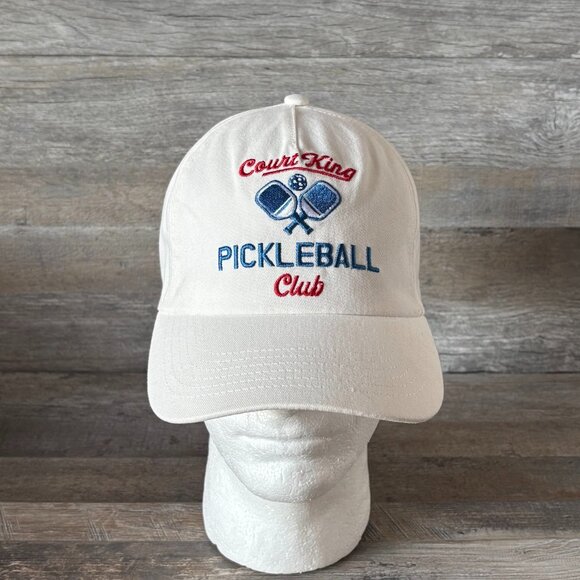 Pickleball Court King Embroidered White Adjustable Cap Hat - Picture 1 of 7